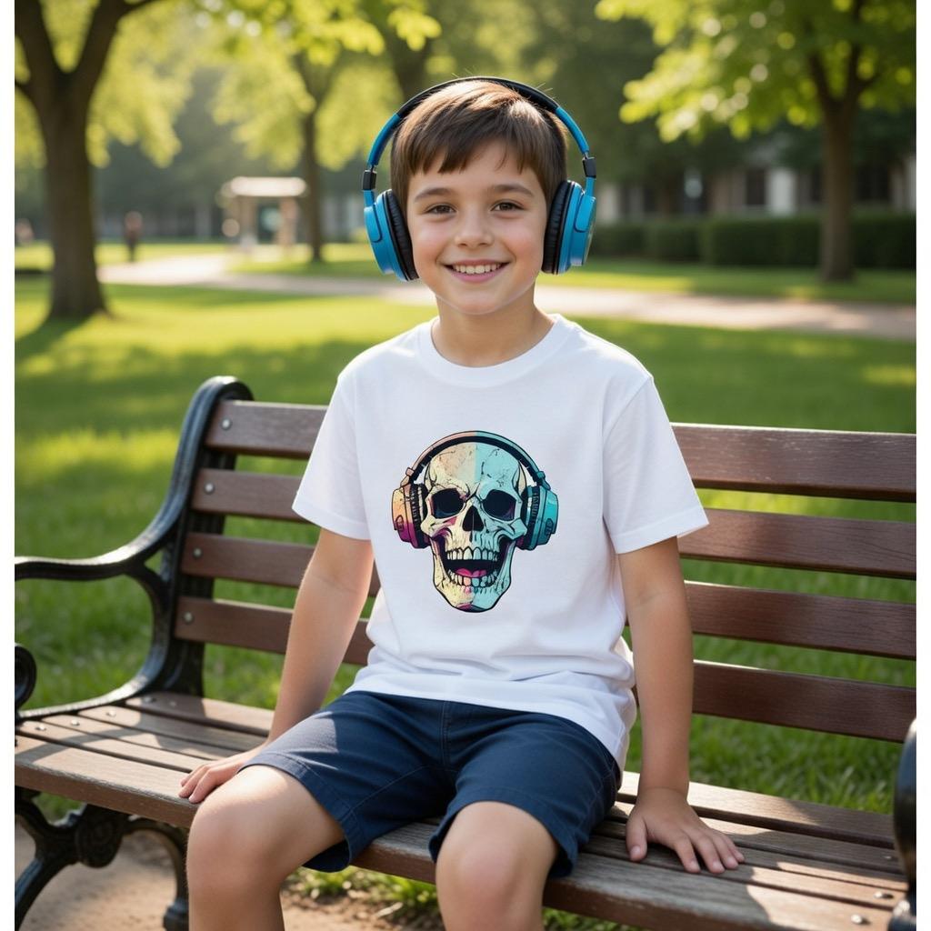 T-shirt met kleurrijke skull