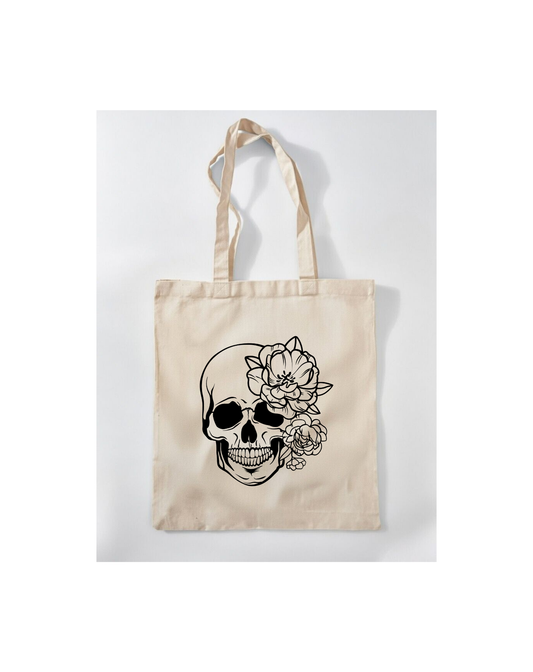 Totebag - Flowers skull